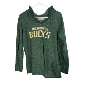 Majestic NBA Milwaukee Bucks Basketball Green Hooded Sweatshirt Hoodie Size XL